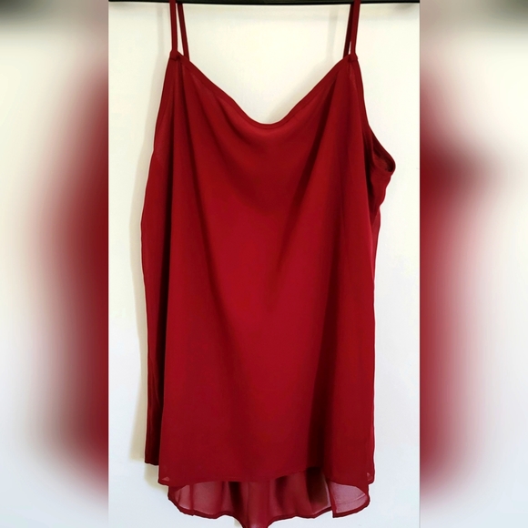 Deep red sheer blouse with spaghetti straps. Size Medium. - Picture 4 of 4